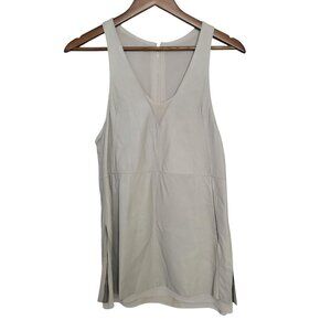 Edition Sleeveless Faux Leather Tunic Top Womens Size 8 Gray Pockets